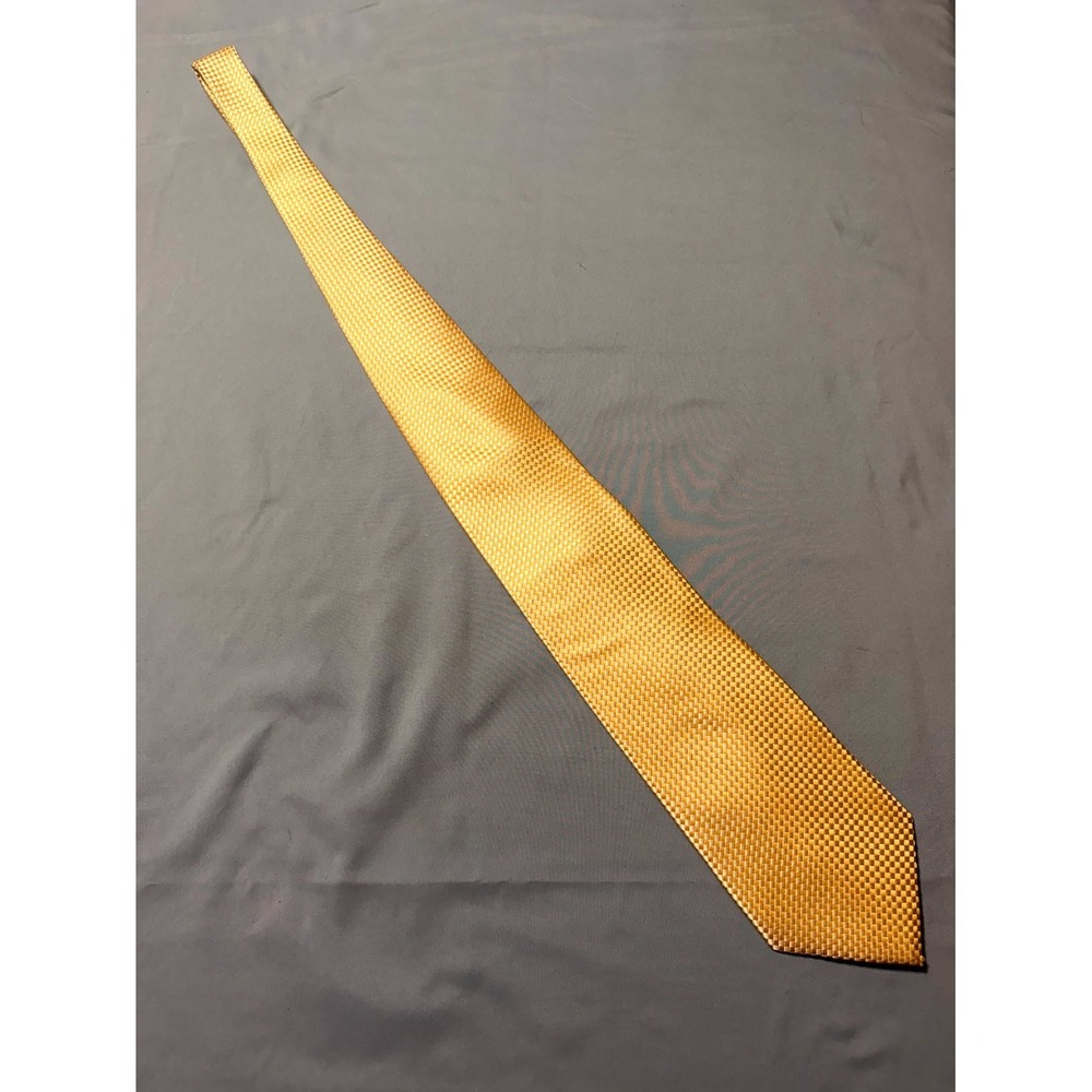 Pronto Uomo Tie Men's Yellow 100% Silk Micro Woven Pattern Classic Designer